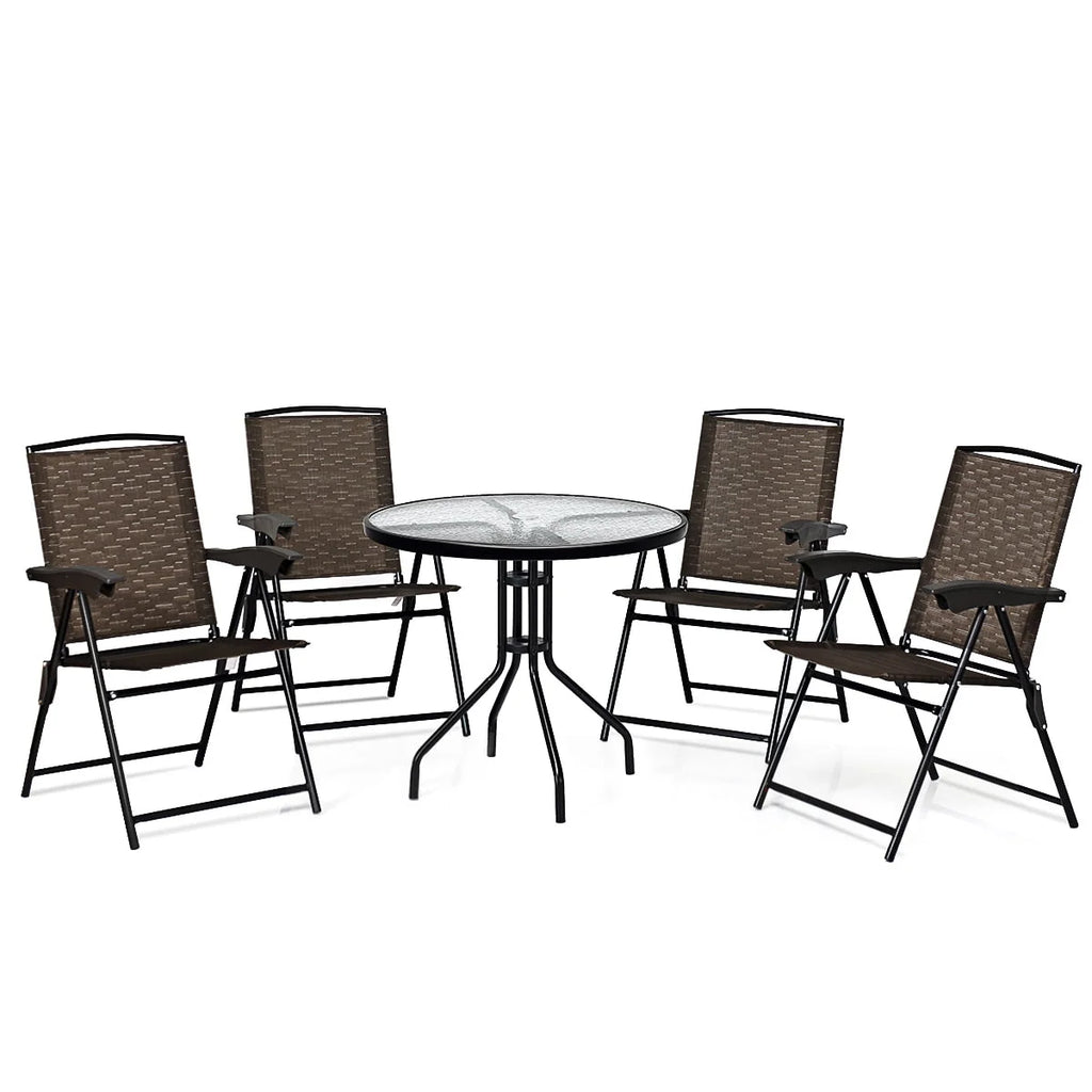 Set of 4 Folding Sling Chairs Steel Armrest J96810