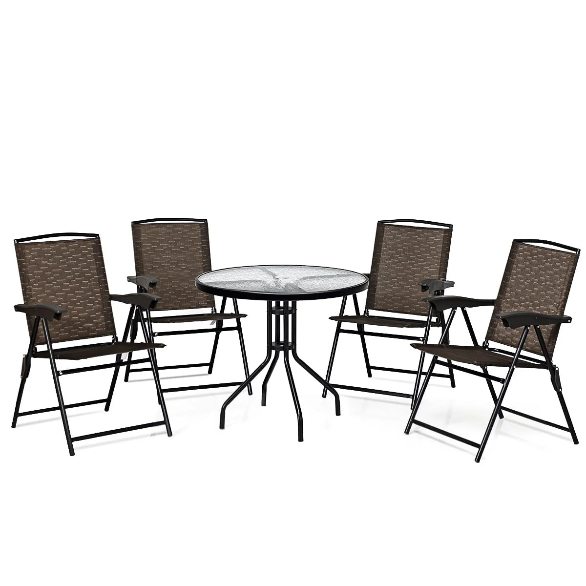 Set of 4 Folding Sling Chairs Steel Armrest J96810