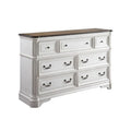 Antique White & Oak Solid Wood Seven Drawers Triple Dresser K97908