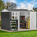 8x6ft Steel Storage Shed with Window and Lockable Doors D731