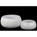 2 Piece Ceramic White Coated Round Flower Pot K880