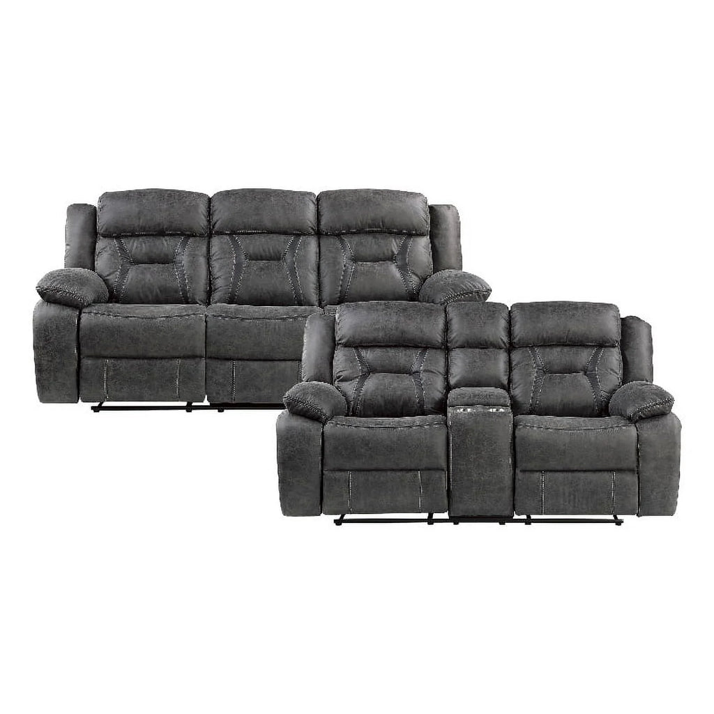 Gray Microfiber 2-Piece Reclining Sofa Set C882