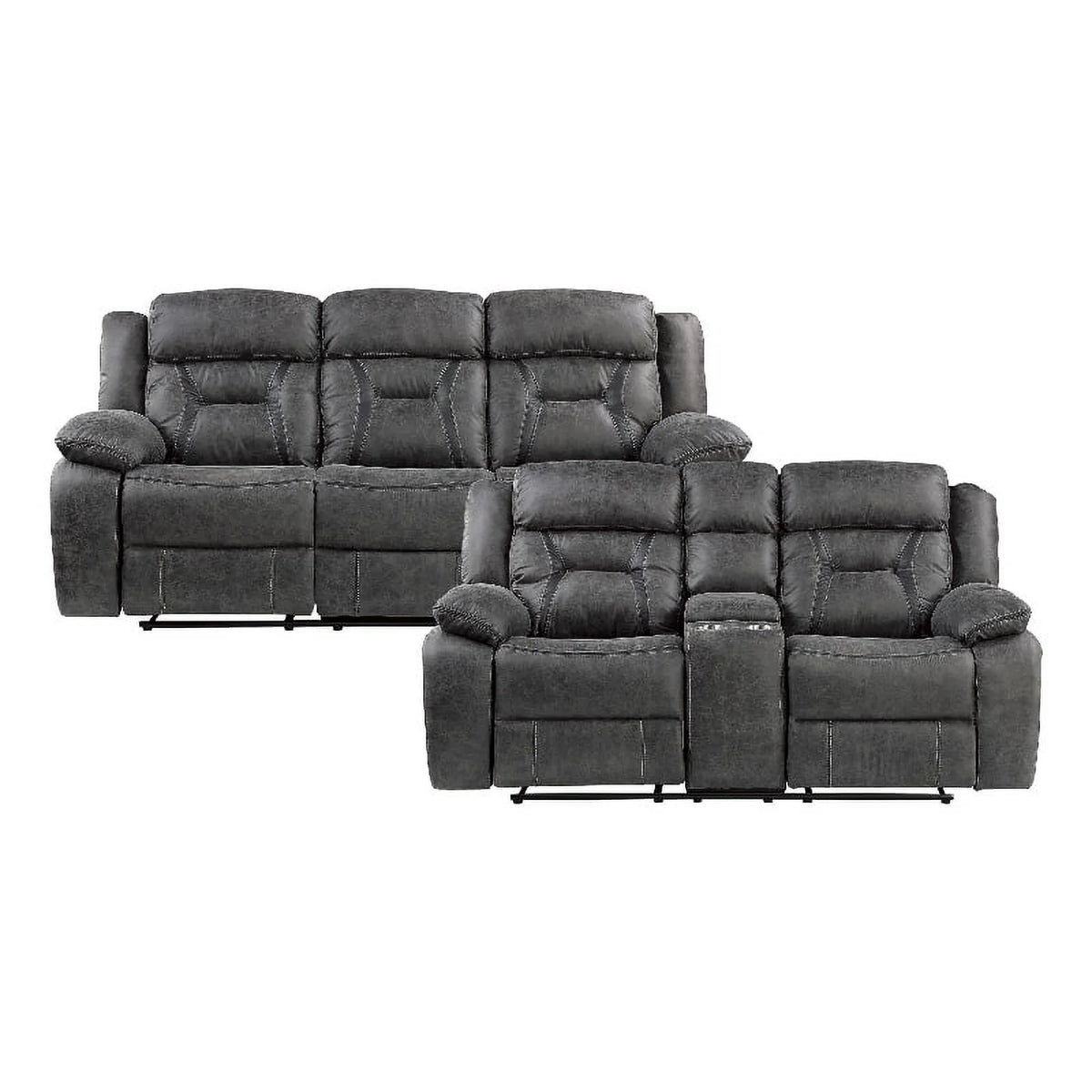 Gray Microfiber 2-Piece Reclining Sofa Set C882