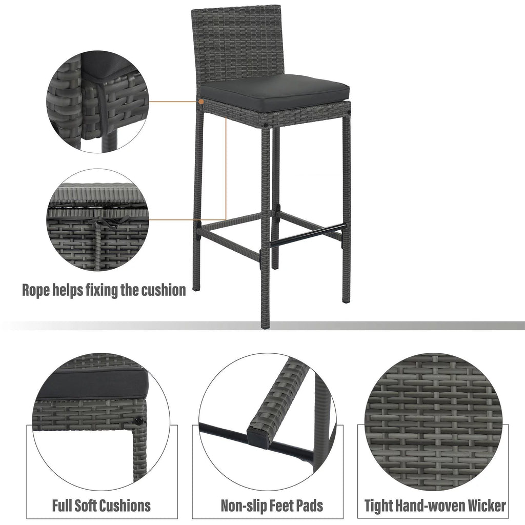 5-pieces Outdoor Patio Wicker Bar Set L267827