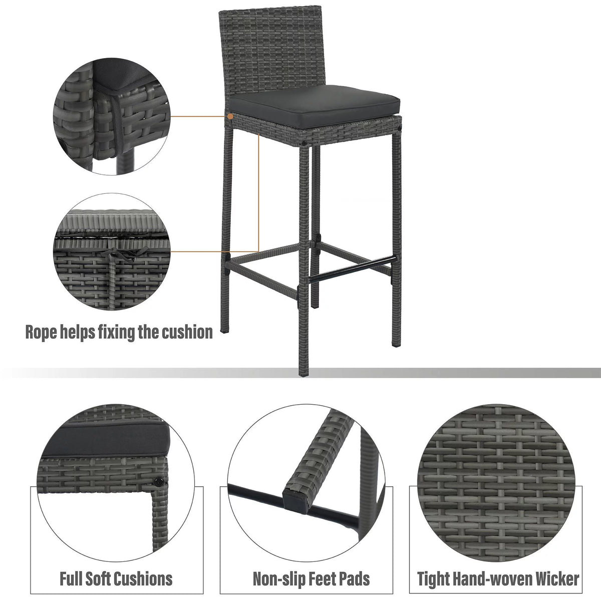 5-pieces Outdoor Patio Wicker Bar Set L267827