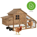 70In Mobile Fir Wood Chicken Coop Tractor Hen House with Wheels Y9580