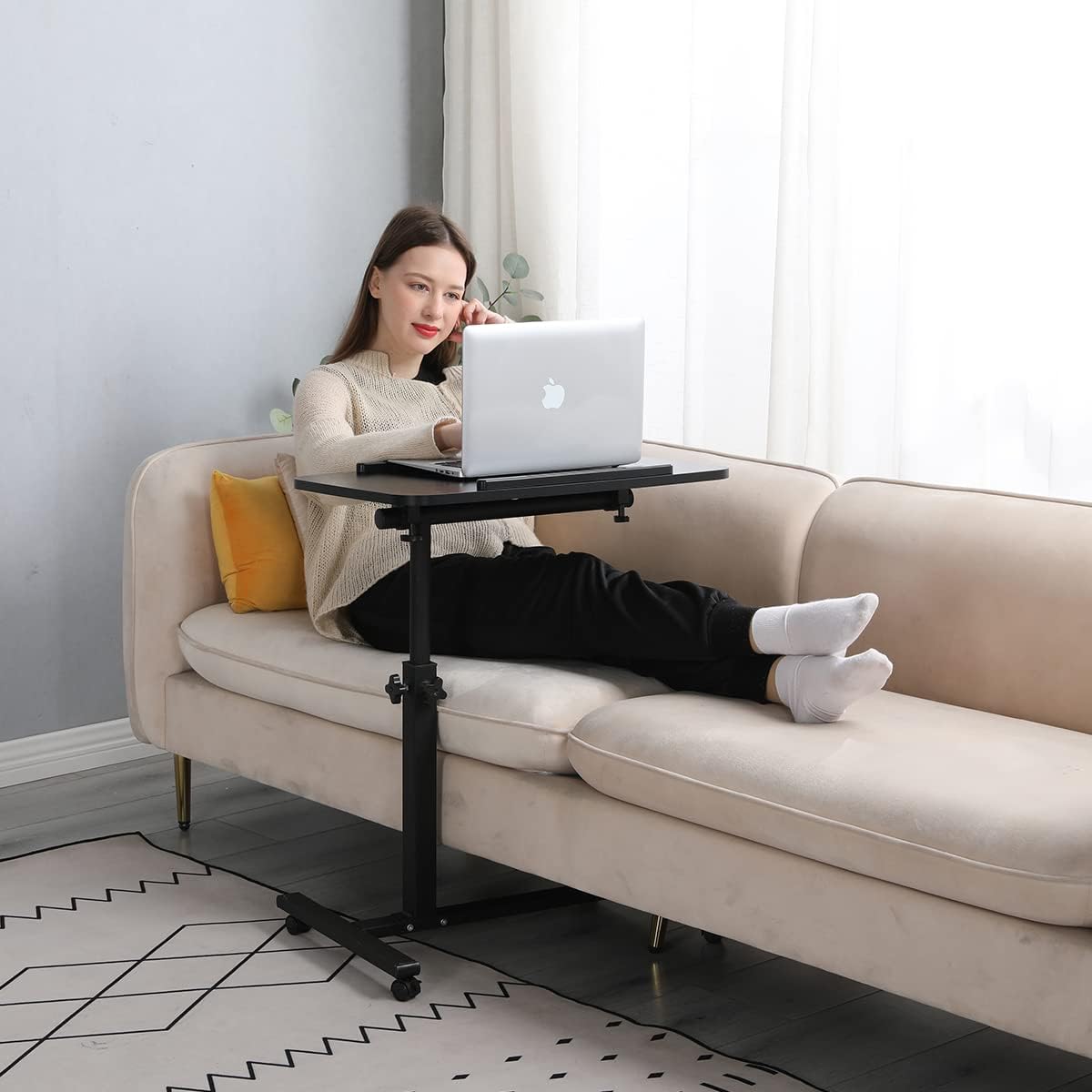 Adjustable Overbed Bedside Table with Wheels C70252