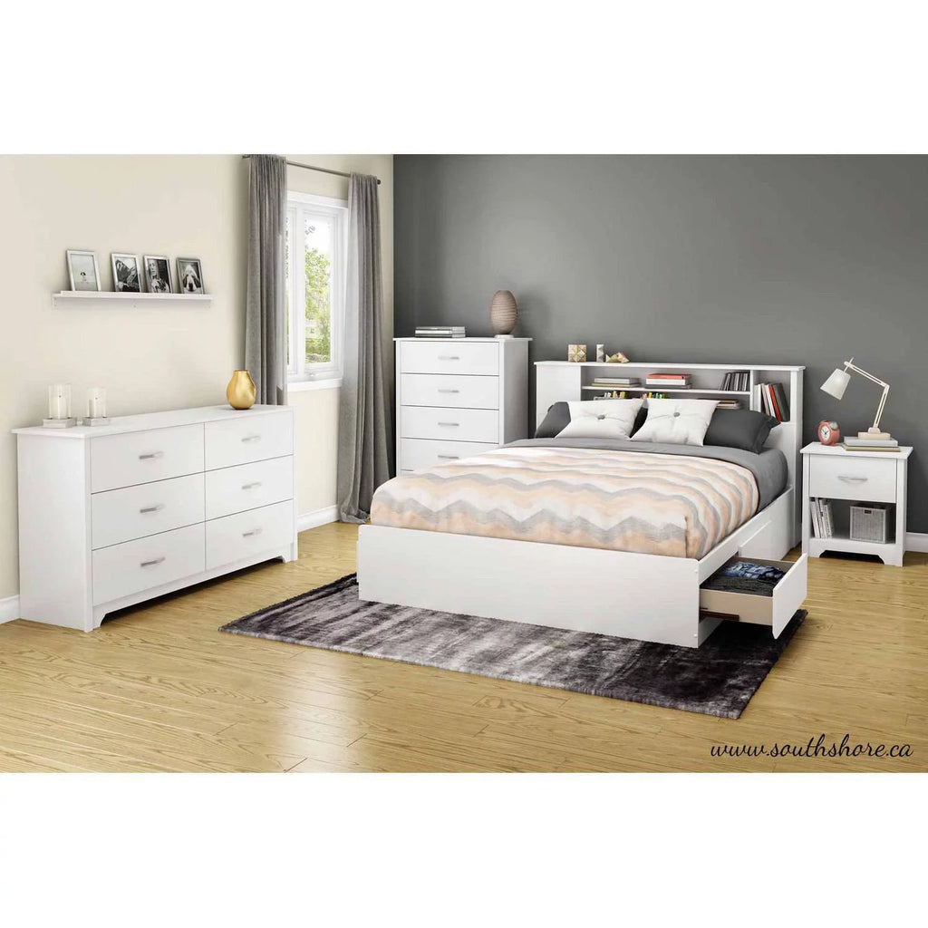 White Wood Full Queen Bookcase Headboard I89300