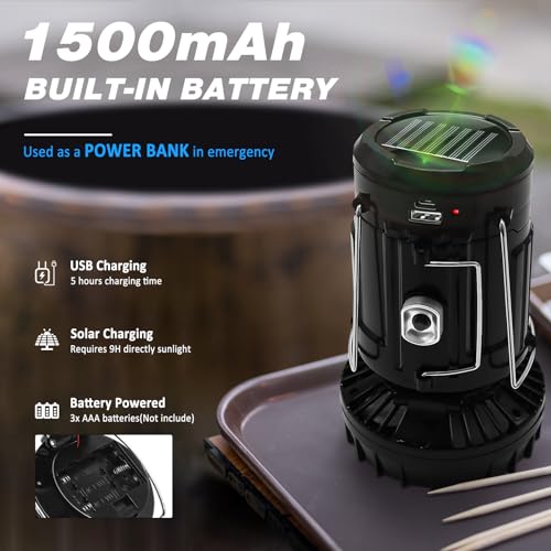 2-Pack Collapsible Solar Camping Fan with Lantern D5635