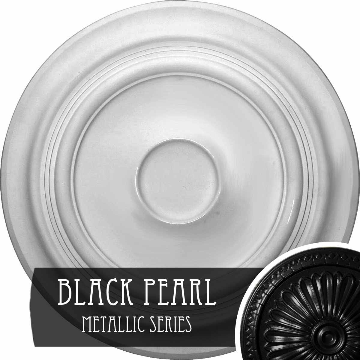 24 3/8 inch x 1 1/2 inch Hand-Painted Black Pearl Ceiling Medallion X51543