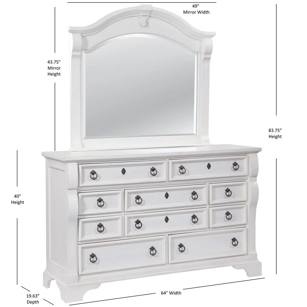 Antique White Dresser and Mirror X594