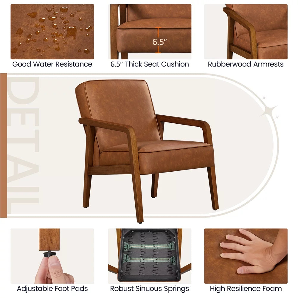 Light Brown Faux Leather Armchair U89396