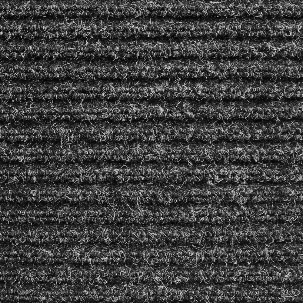 Charcoal Black Ribbed Indoor Outdoor Carpet 6 Feet X 10 Feet Q756
