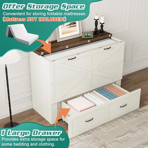 Full Size Black Wood Murphy Chest Bed with Drawer O962999