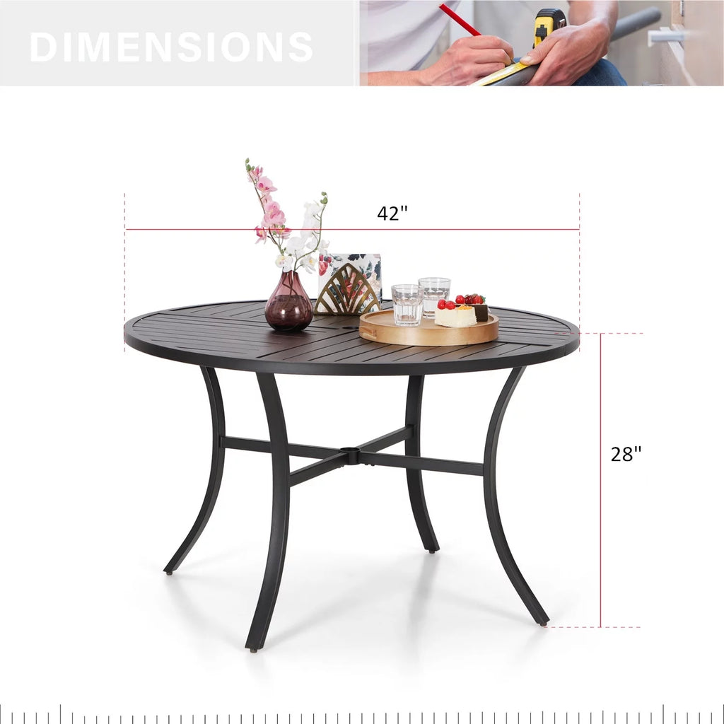 5-Piece Outdoor Dining Set with Cushioned Chairs & Round Table O3670