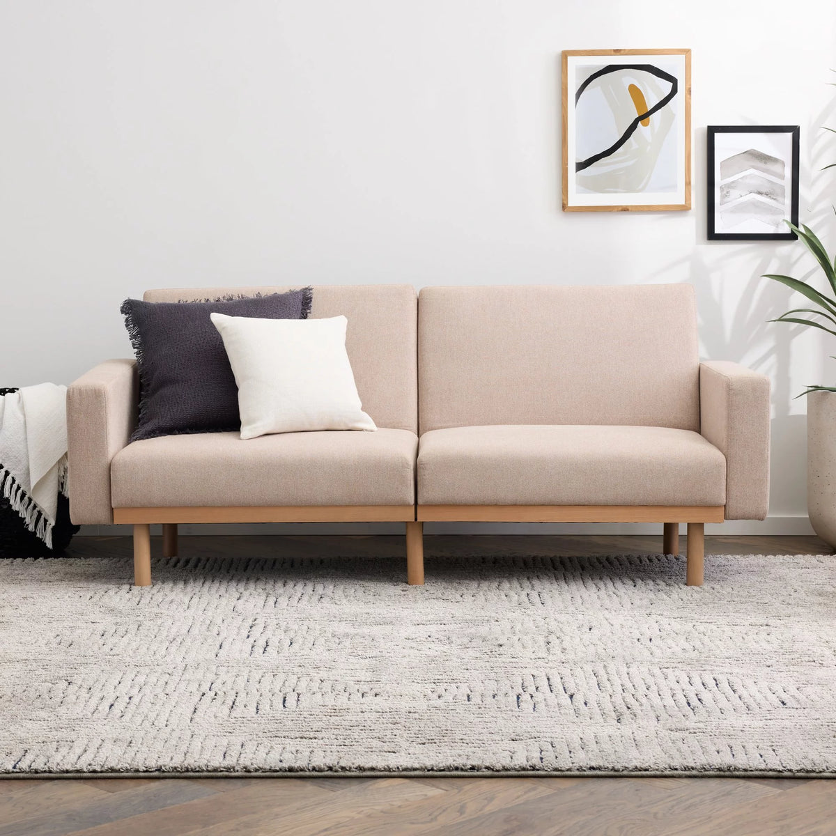 Light Gray Upholstered Wood Base Futon U62924