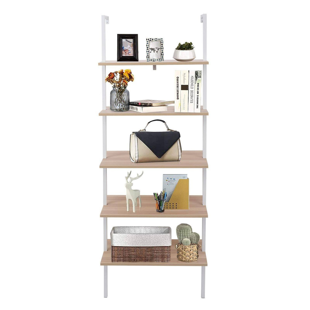 5-Tier Wood Ladder Bookcase with Metal Frame S10238