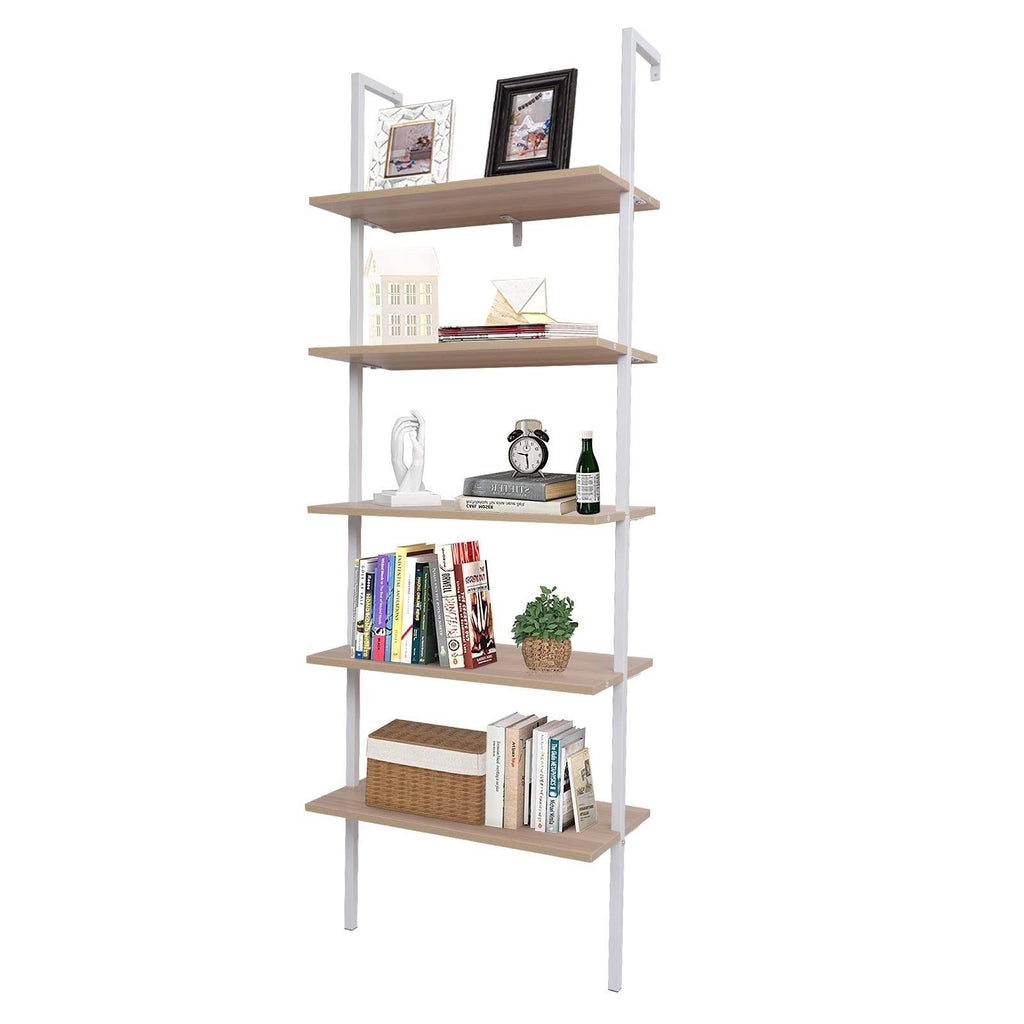 5-Tier Wood Ladder Bookcase with Metal Frame S10238
