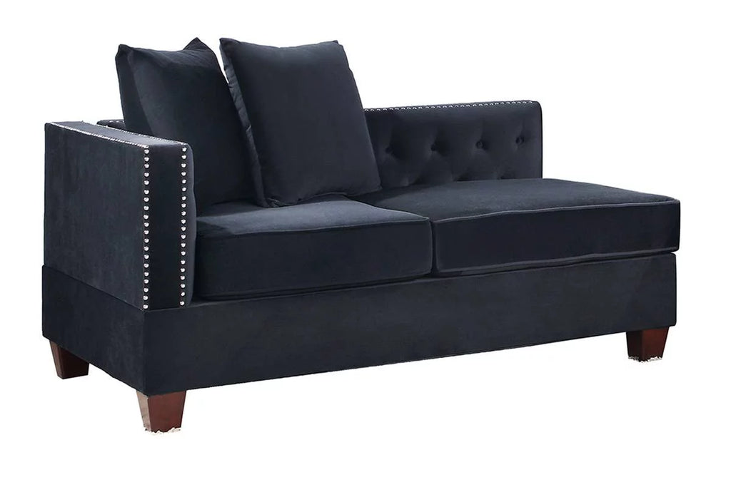 Black Velvet 4pc U-Sectional with Reversible Chaise and Ottoman J44275