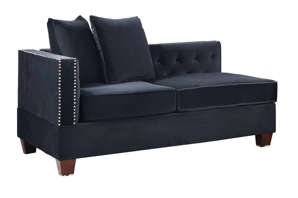 Black Velvet 4pc U-Sectional with Reversible Chaise and Ottoman J44275