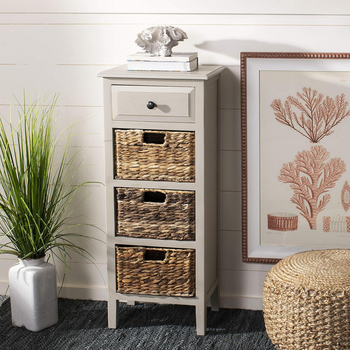 Distressed White Side Table F664