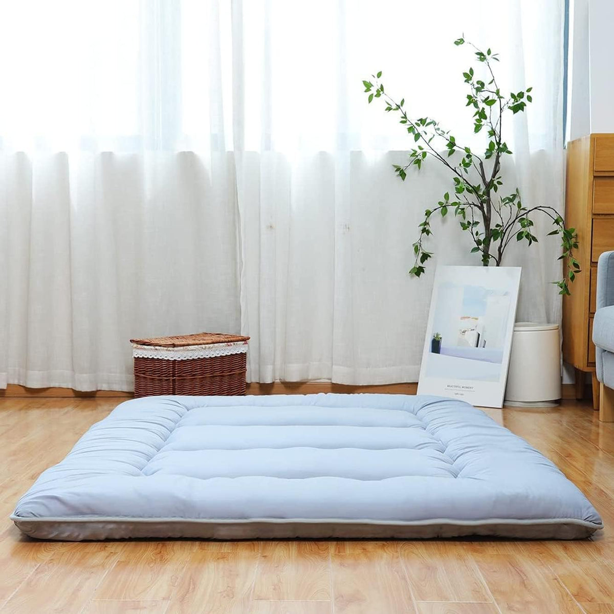 Japanese Floor Mattress Foldable Roll Up with Washable Cover K42377