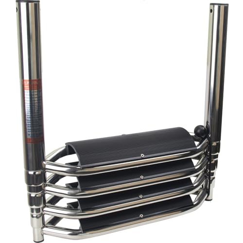 Heavy-Duty Stainless Steel Pontoon Boat Ladder with Handrails B734