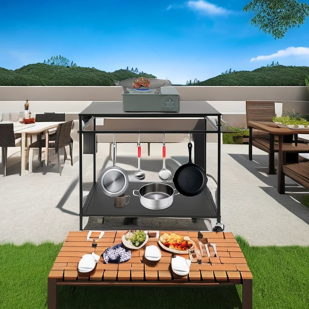 Outdoor Grill Cart with Storage and Spice Rack T81596