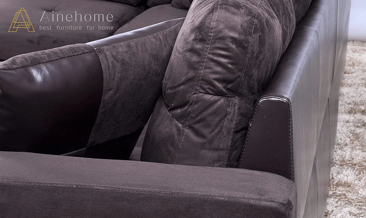 3 PCS L-Shaped Sectional Sofa Set with Storage Ottoman and Pillows Q804478