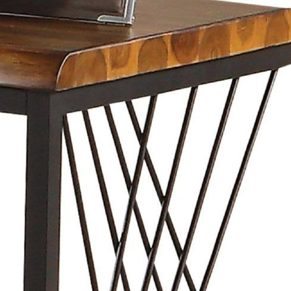 Antique Oak & Black End Table Q35214