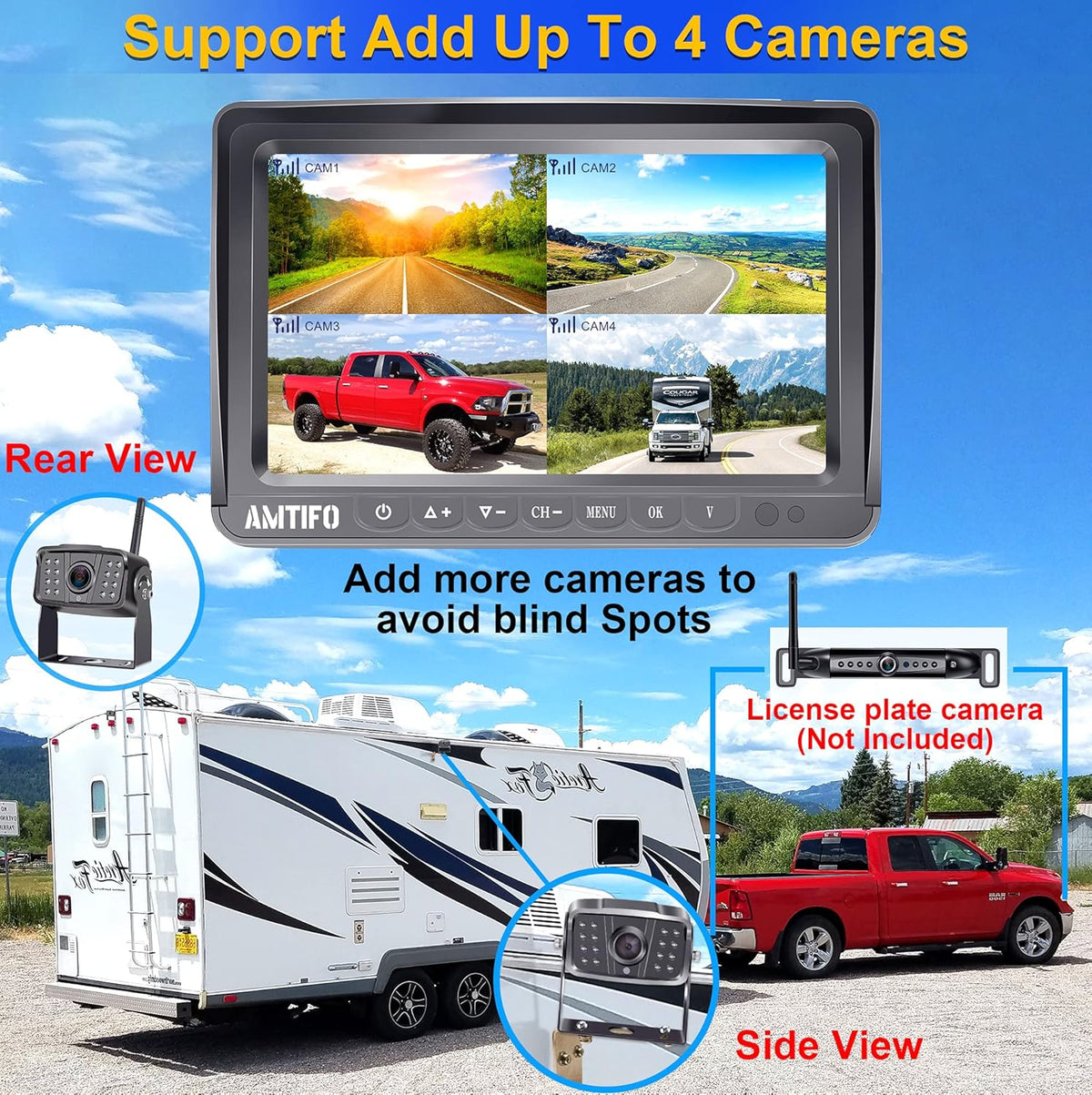 Wireless HD 1080P RV Backup Camera System 7 Inch Monitor O28055