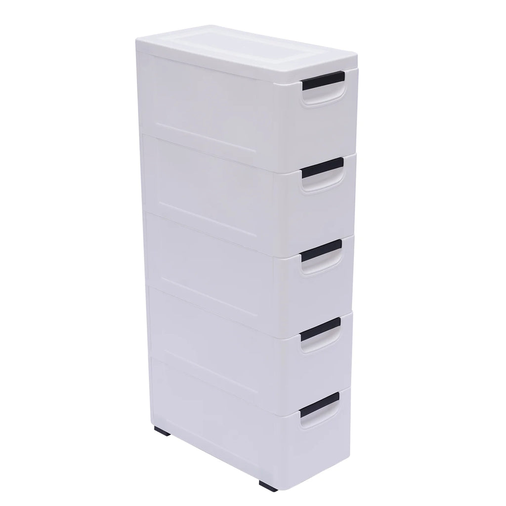 White 5 Drawer Plastic Dresser Storage Cabinet F324