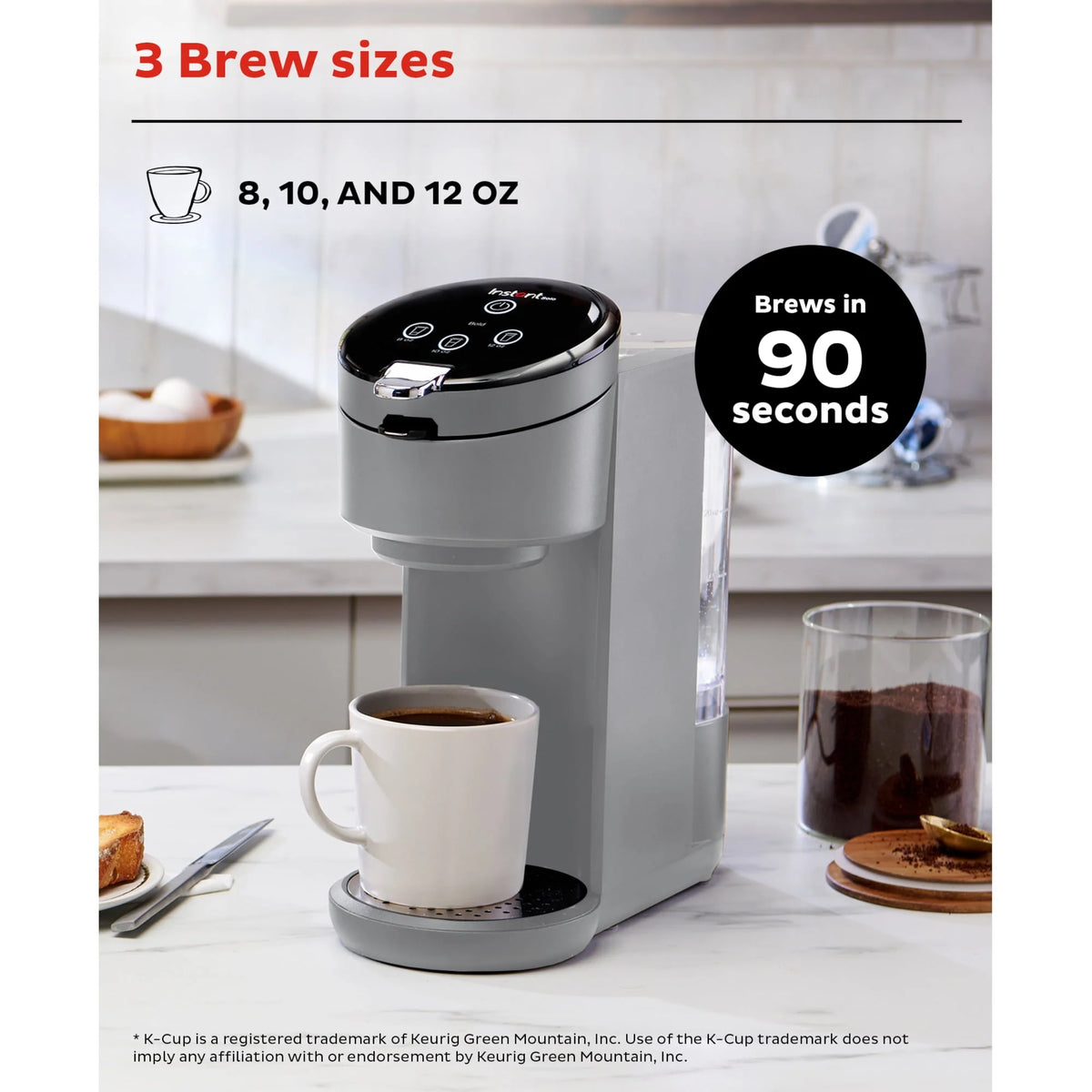 2-in-1 Single Serve Coffee Maker with 3 Brew Sizes, Maroon Red Z6278