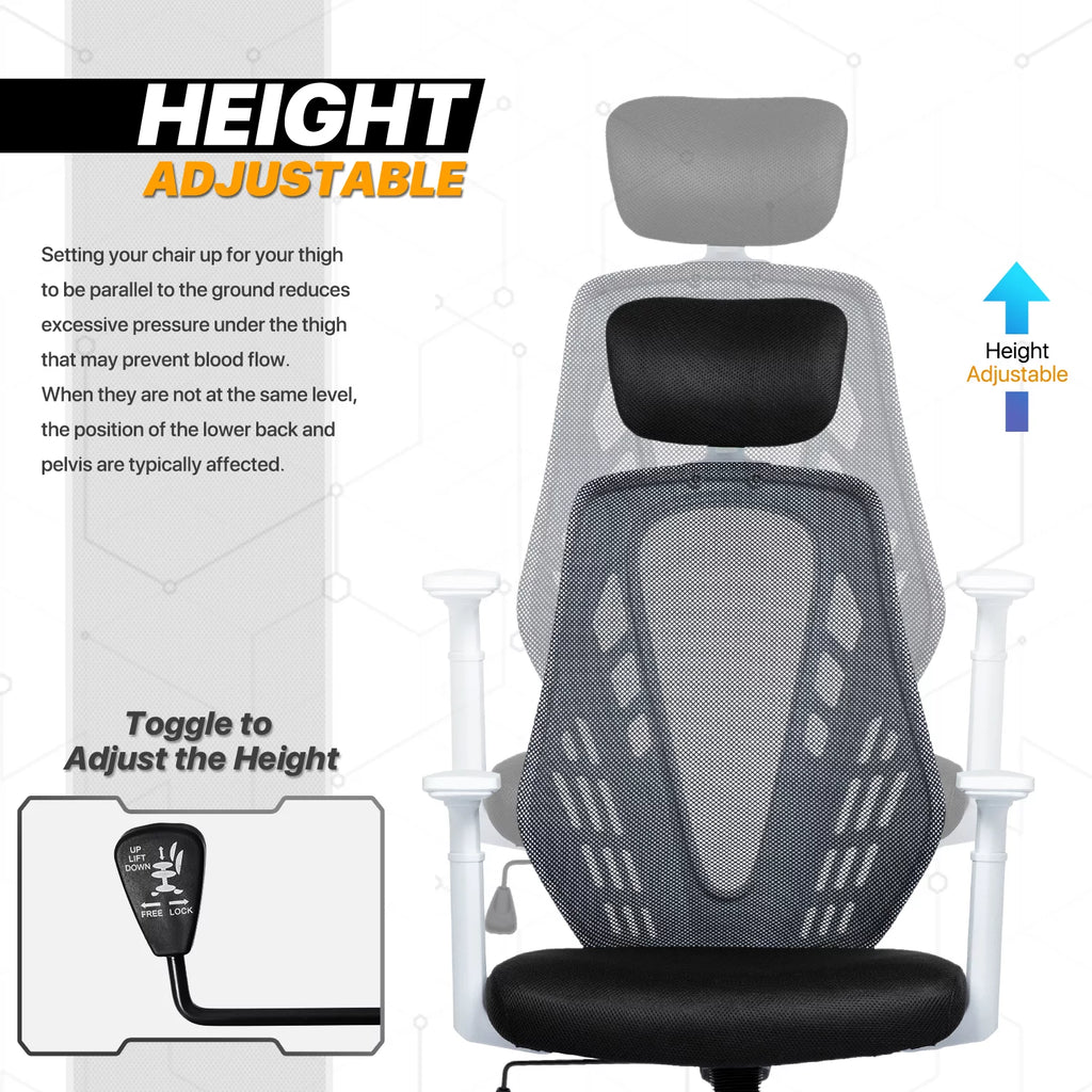 Black Mesh High Back Task Chair with Headrest A102