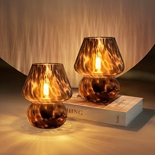 Pink Glass Dimmable Mushroom Table Lamp U245701