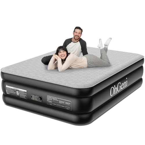 Queen Air Mattress with Built-in Pump, 18" Raised Inflatable Bed, Black P59178