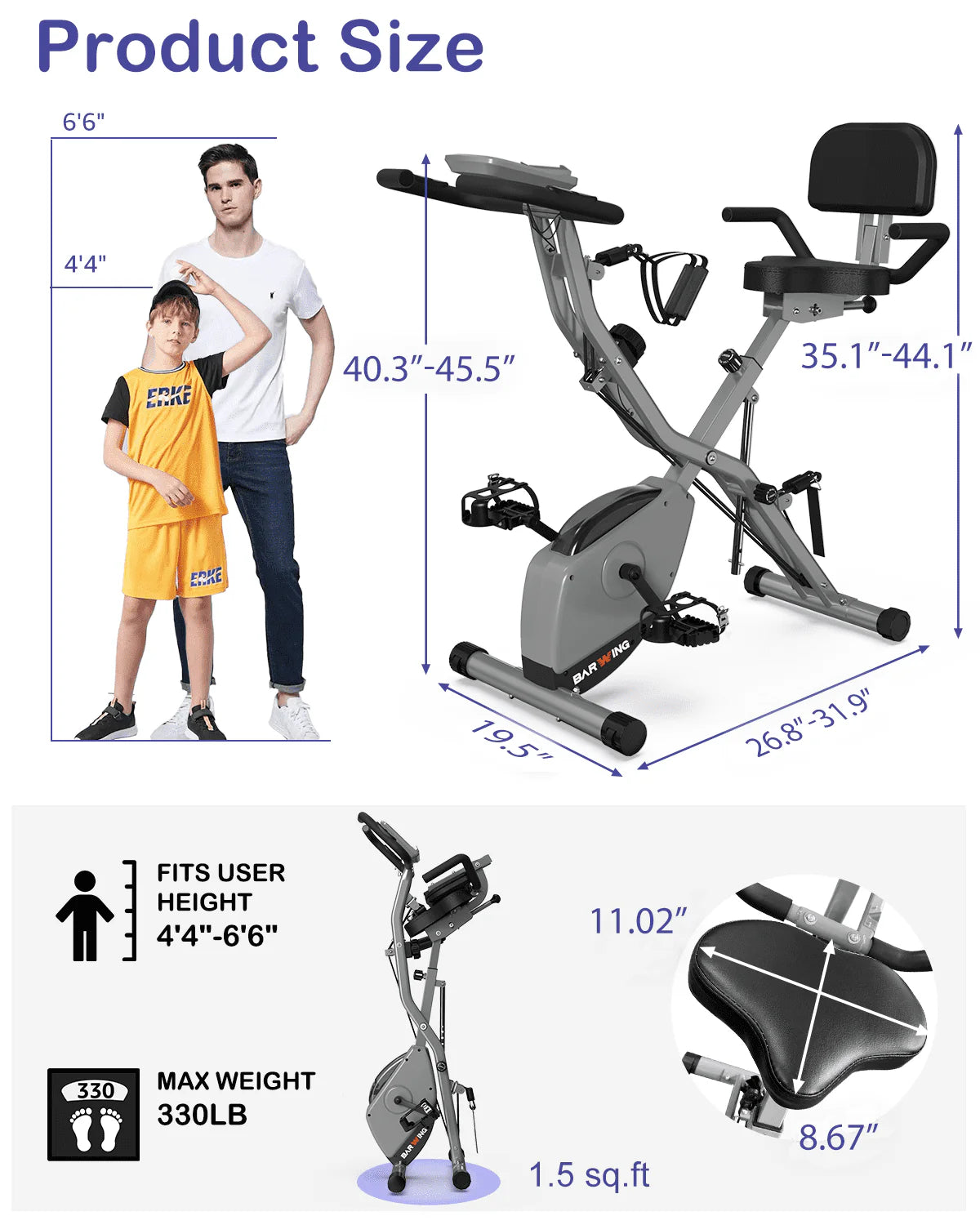 Folding Indoor Cycling Bike 330LB Capacity Q645