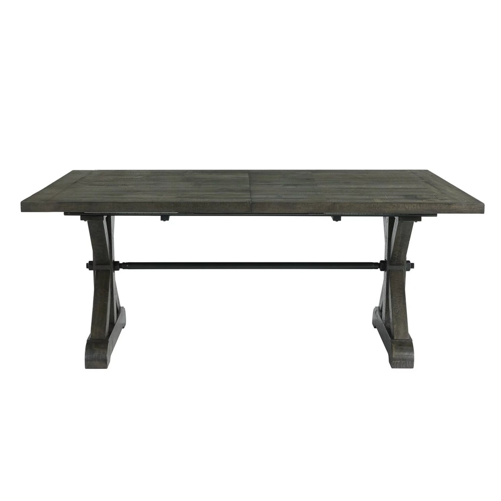 96" Rectangle Extension Pedestal Dining Table Distressed Gray Wood K14389