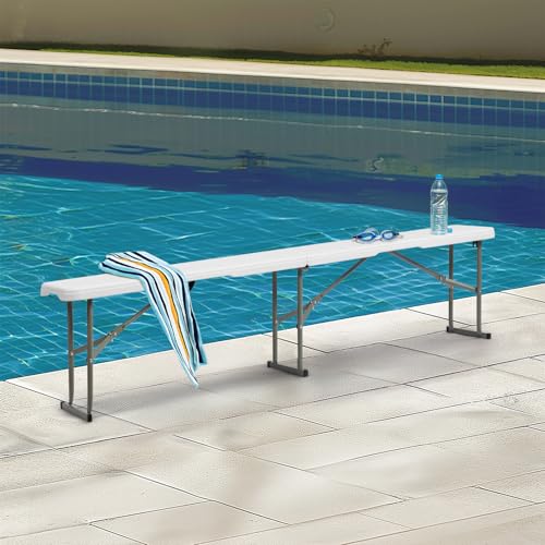 White 6ft Folding Plastic Bench Y65866