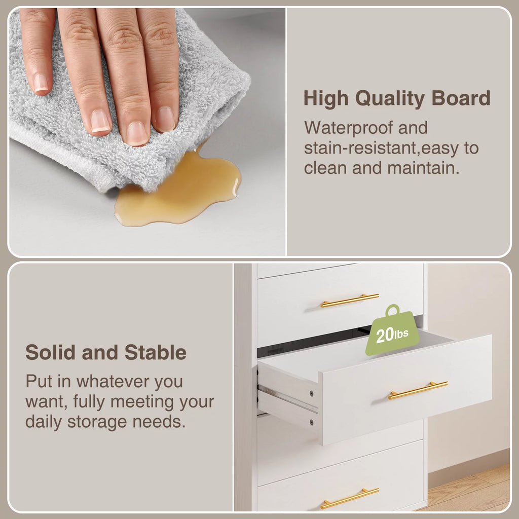 White 5 Drawer Dresser with Metal Handles X28952