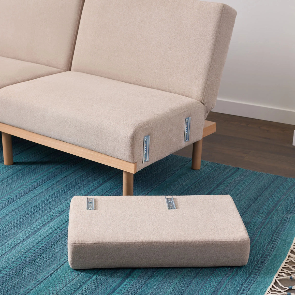 Light Gray Upholstered Wood Base Futon U62924