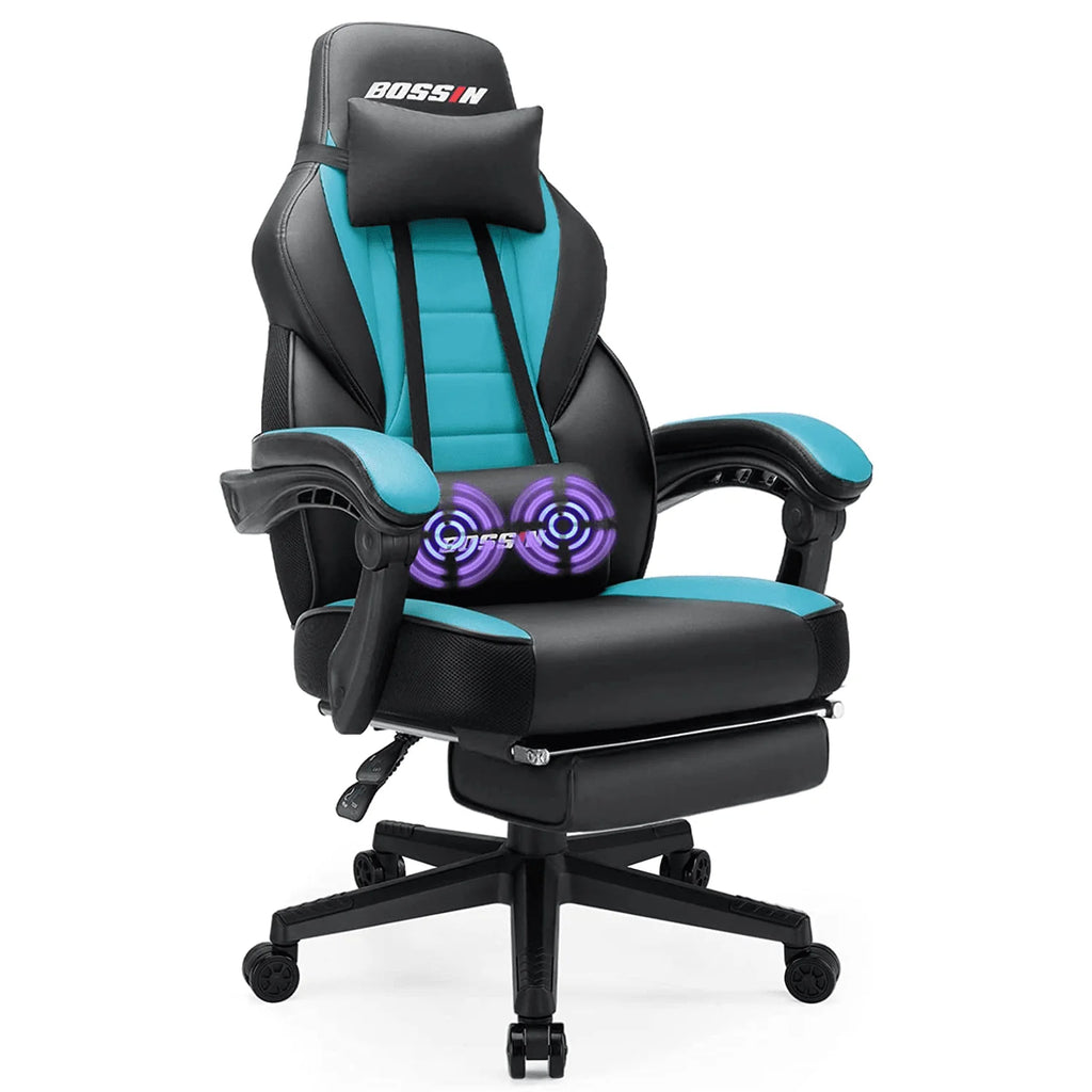Gaming Chair with Footrest and Massage P43346