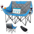 Double Camping Chair with Cup Holders, Blue & Grey G435919