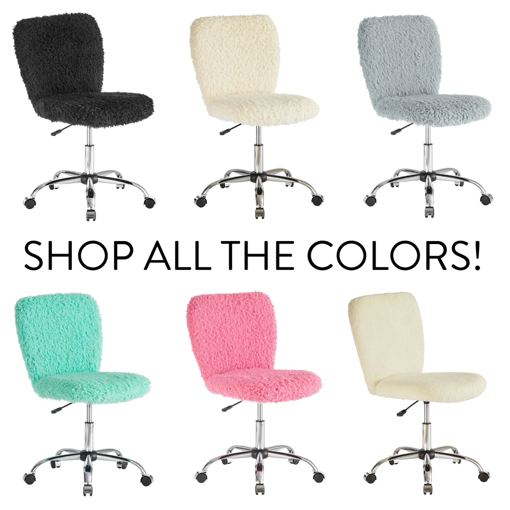 Gray Faux Fur Swivel Office Chair S1290