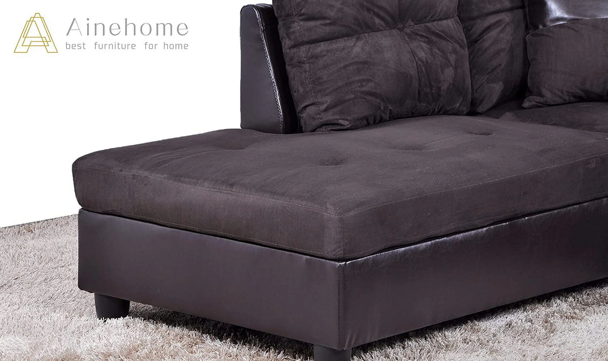 3 PCS L-Shaped Sectional Sofa Set with Storage Ottoman and Pillows Q804478