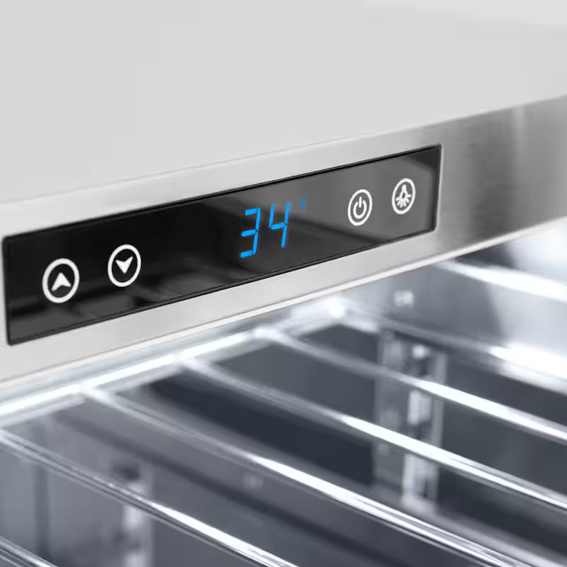 24 in. Single Zone 151-Can Beverage Fridge with Glass Door in Stainless Steel Q394126
