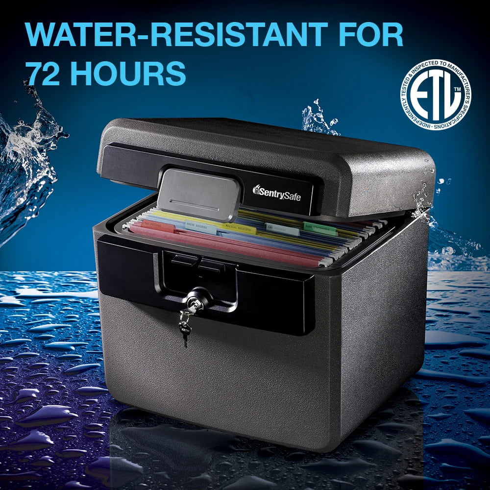 Fire-Resistant Water-Resistant Key Lock Safe Box 0.65 cu. ft. W60189