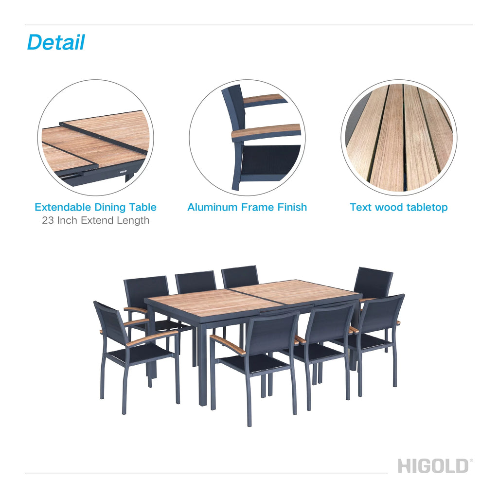 Extendable Teak Outdoor Dining Set for 8 G334