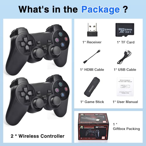 Classic Retro Gaming Console with 41 Emulators 4K HD 2.4G Wireless Controllers 64GB D489495