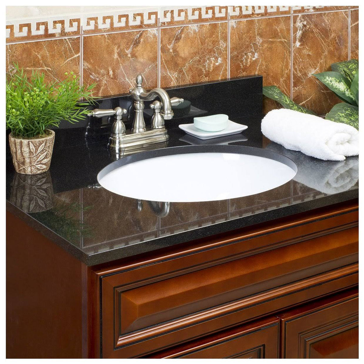 Absolute Black Granite Vanity Top 31 in x 22 in with Backsplash H49574